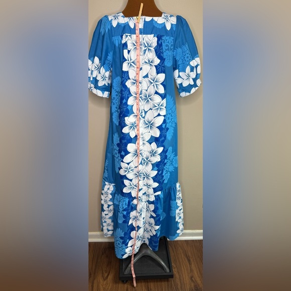 Royal Creations Blue Hawaiian MuuMuu Maxi Dress Size Small - Picture 7 of 9
